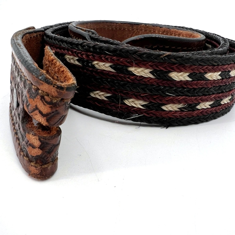Western Horsehair Braided Belt Blank Size 36 Hand Tooled Leather Brown